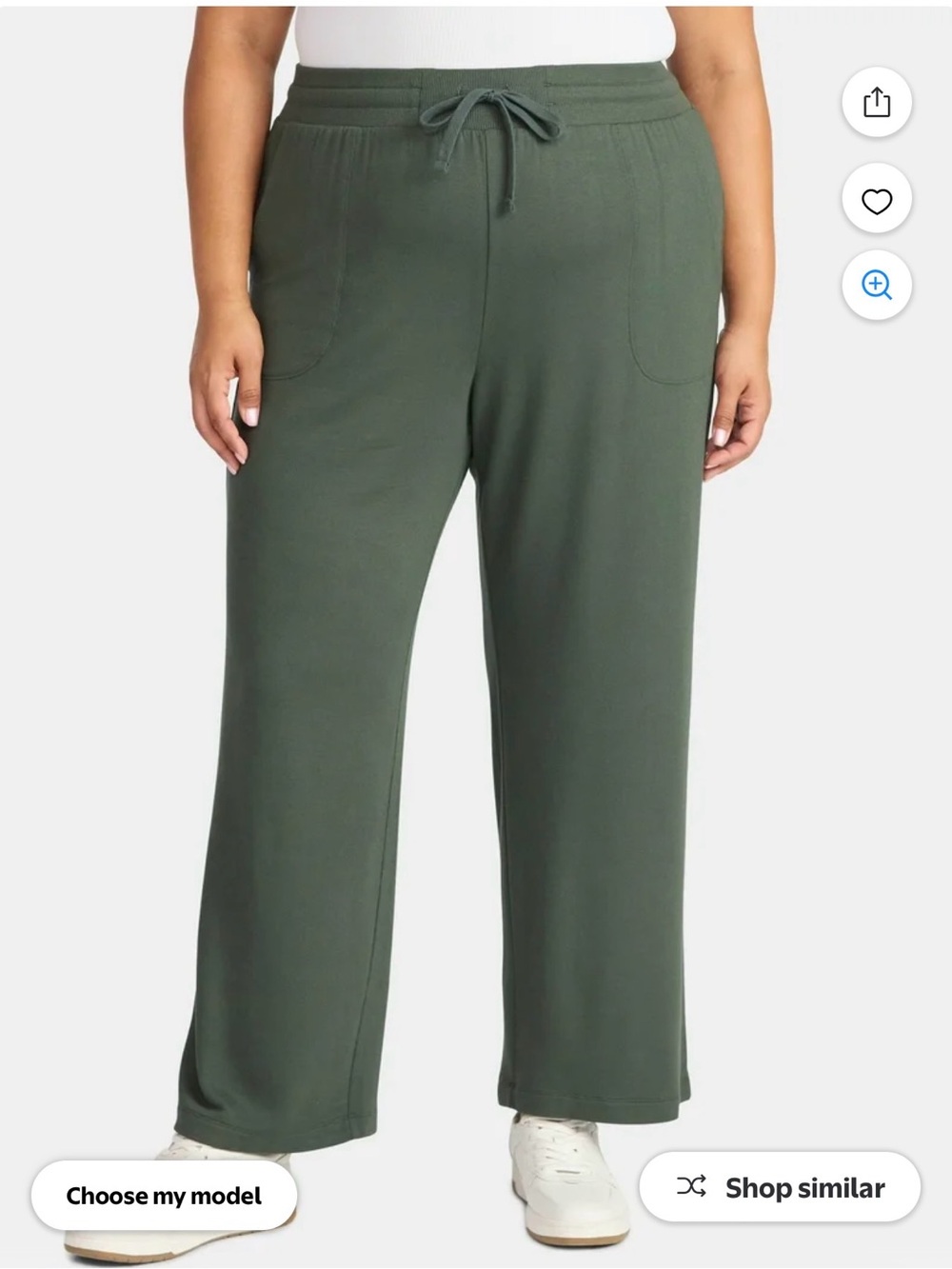 Terra and Sky Olive Drawstring Wide-Leg Pants